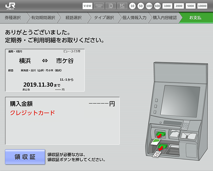 Suica定期券の購入手順