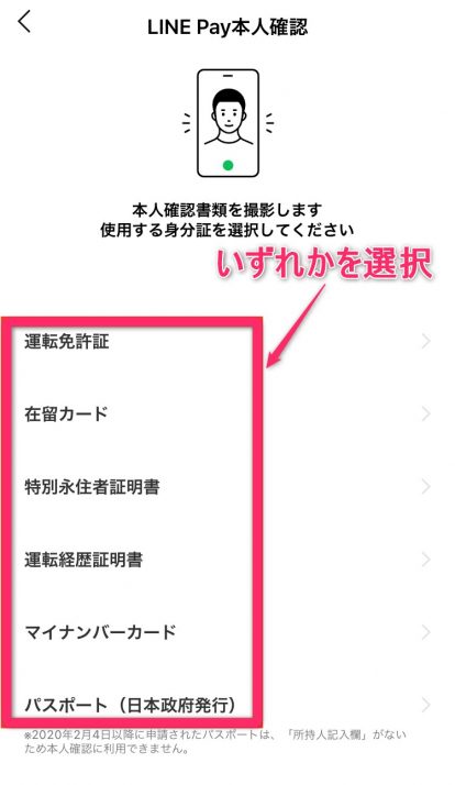 LINE Pay本人確認書類