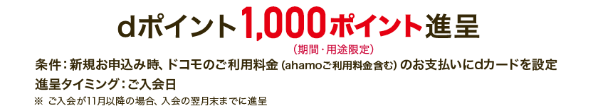 dポイント1000ポイント進呈