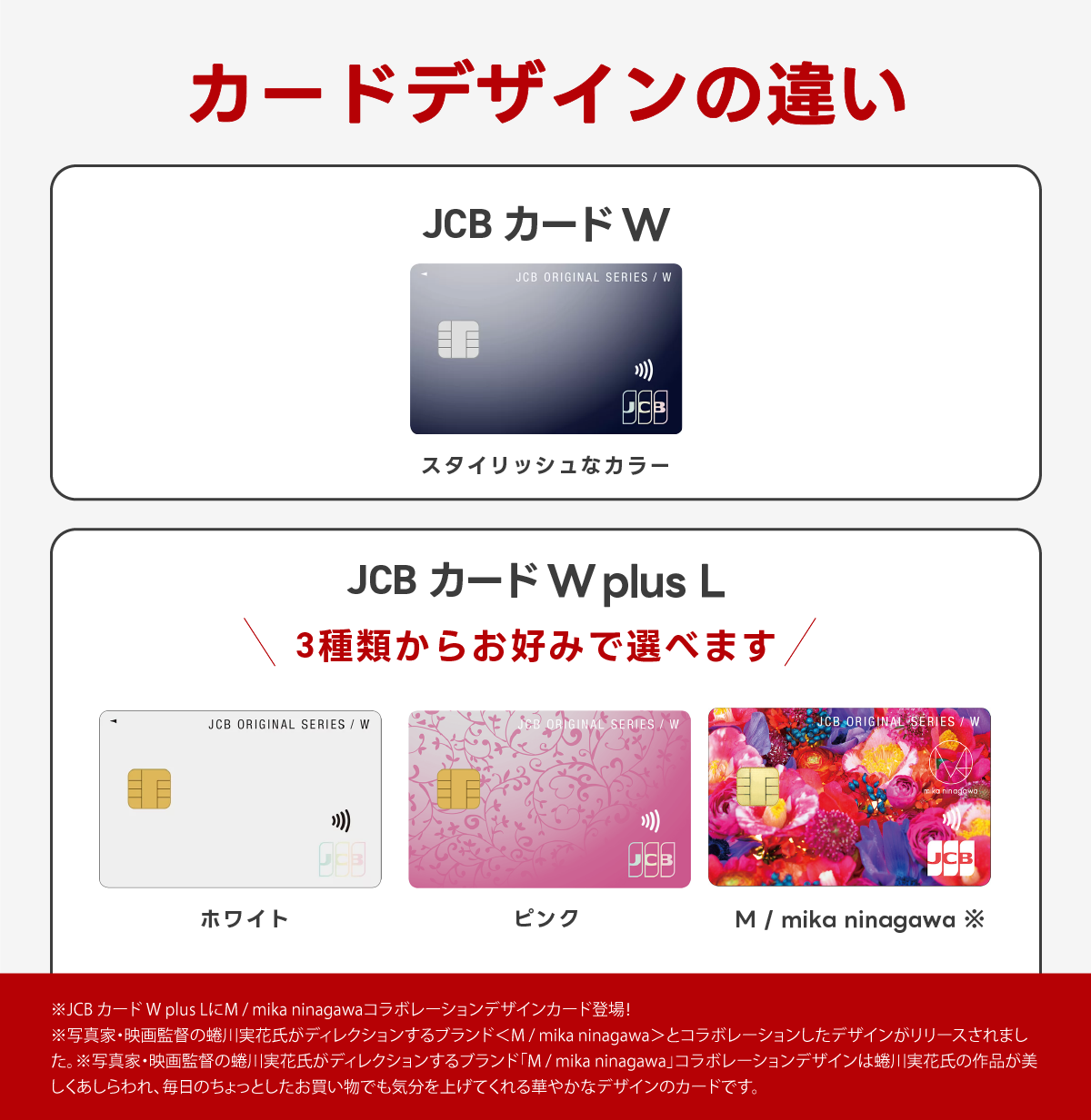 jcbカードwとjcbカードwplusのカードデザインの違い