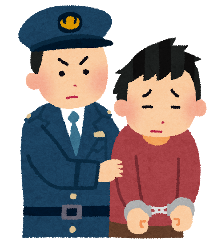 逮捕される人